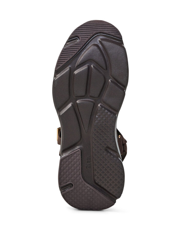 Comfortable sandal with Velcro and arch support, Brown, Packshot image number 4