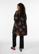 Floral print dress with tie fastening, Black, Model image number 2