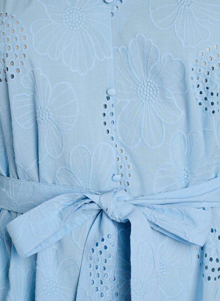 Short dress with floral and eyelet embroidery, Light Blue, Packshot image number 2