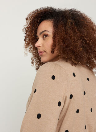 Knitted blouse with 3/4 sleeves and contrast-coloured dots, Nomad Mel w black, Model image number 2