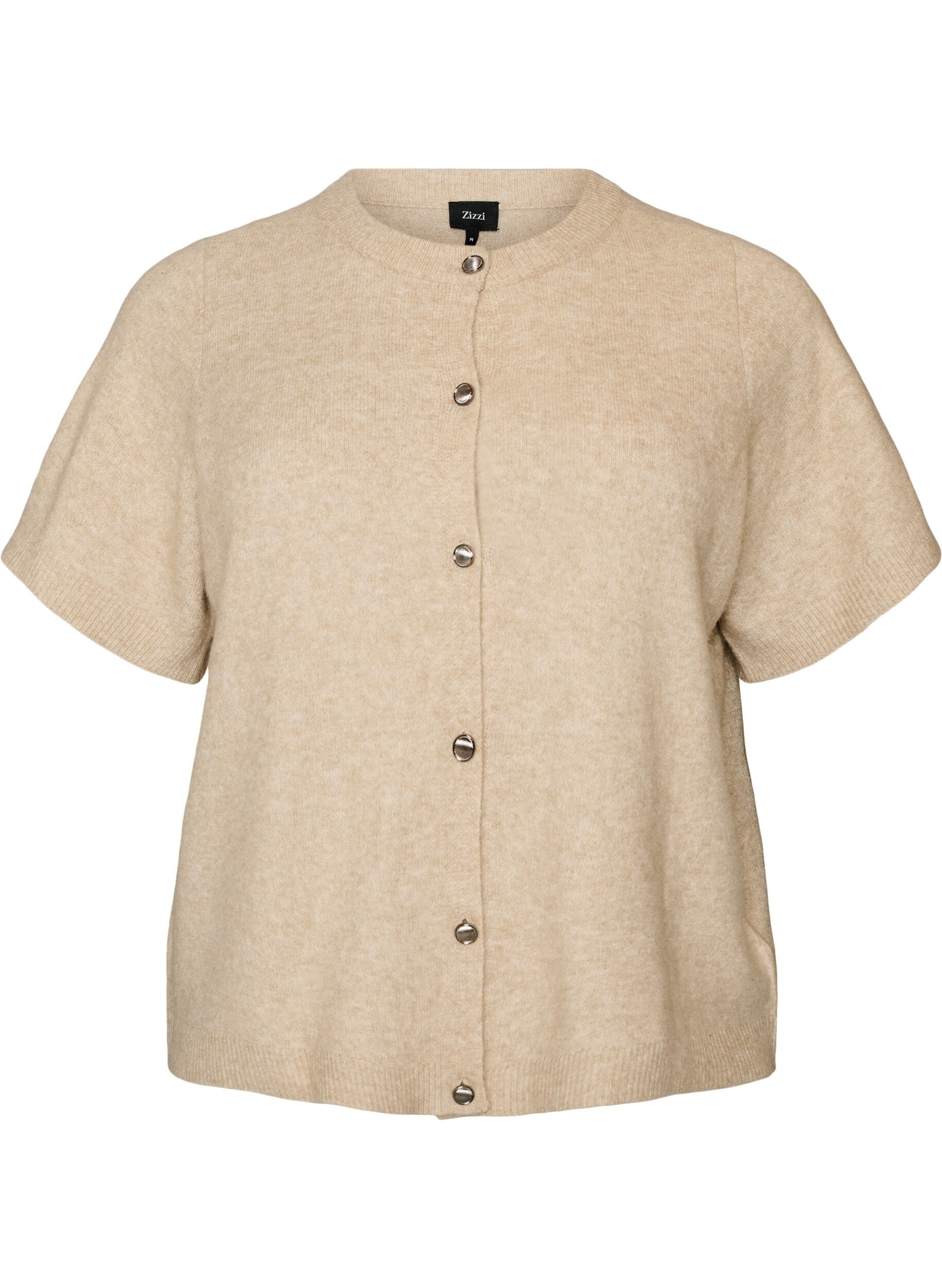 ZizzifashionKnit cardigan with short sleeves, Beige, Packshot image number 0