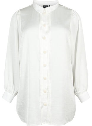 Long shirt with pearl buttons, Bright White, Packshot image number 0