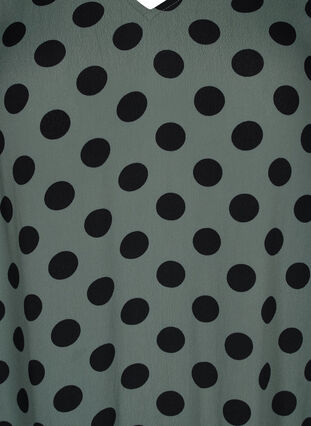 Polka dotted viscose dress with long sleeves and v-neck, Thyme Dot, Packshot image number 2