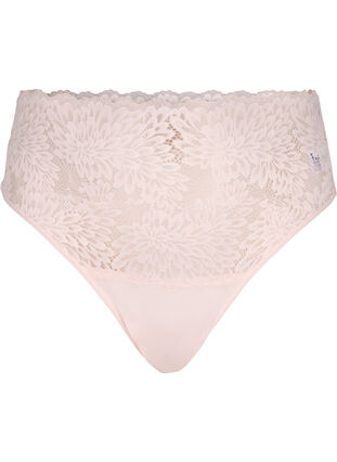 Lace g-string with high waist, Peach Blush, Packshot image number 0