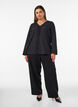 Shirt blouse with broderie anglaise, Black, Model image number 1