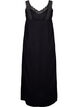 Midi-length strap dress in viscose with lace, Black, Packshot image number 1