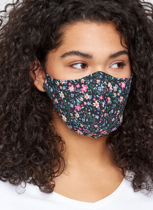 2-pack face masks in cotton, Ditsy Flower, Model image number 0