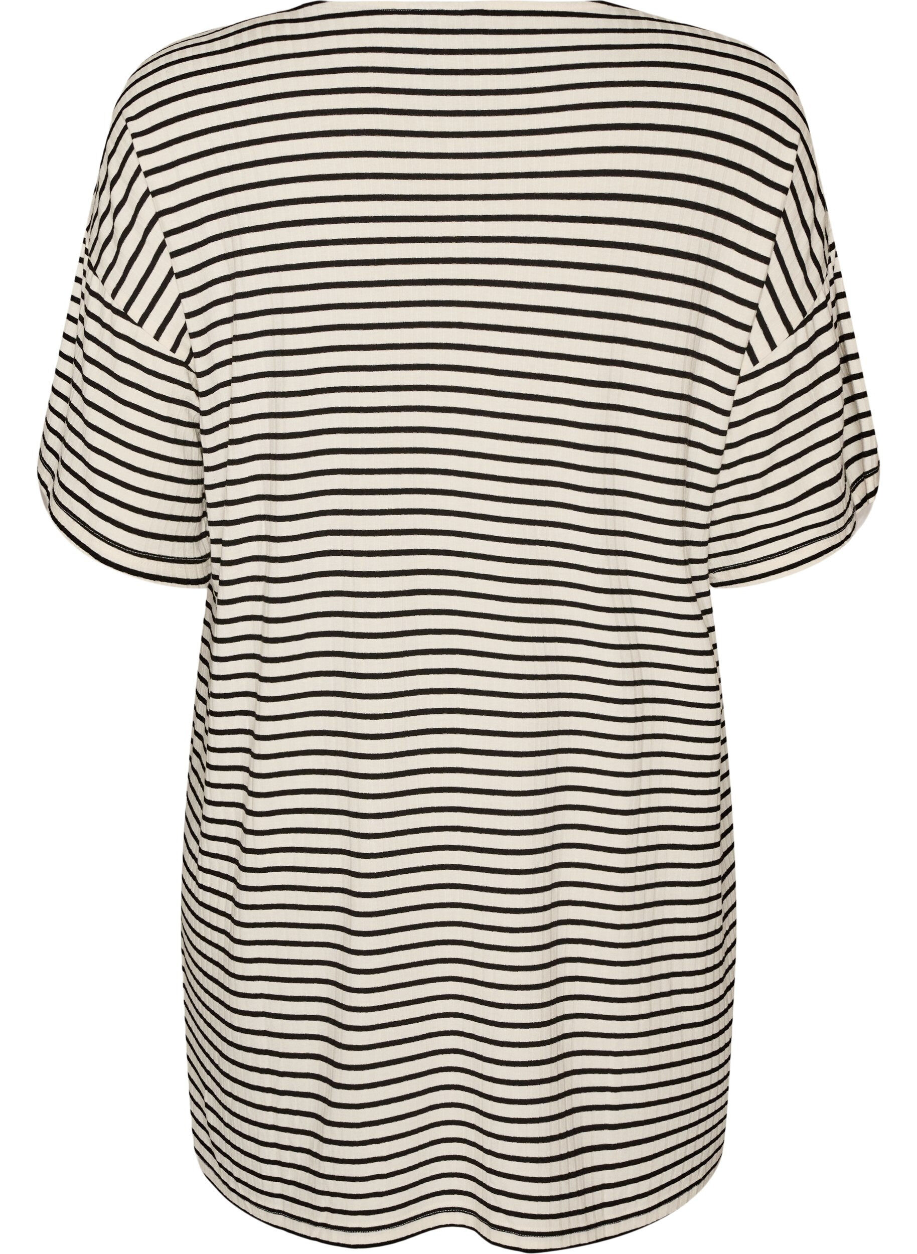 ZizzifashionStriped nightgown in viscose jersey, Vanilla, Packshot image number 1