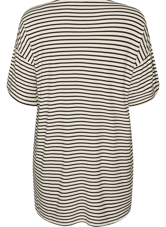 Striped nightgown in viscose jersey, Vanilla, Packshot image number 1