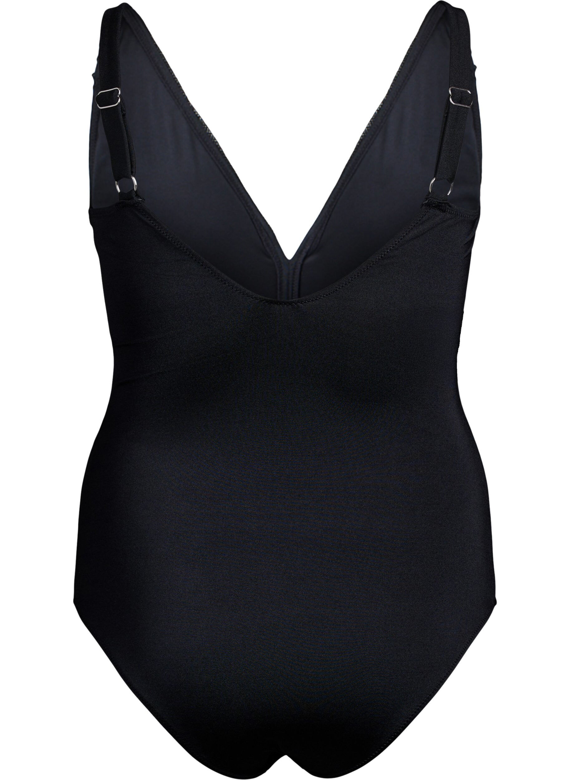 Zizzifashion Swimsuit with v-neck and embroidery, Black, Packshot image number 1