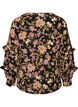 Blouse with floral print and ruffle details, Black, Packshot image number 1