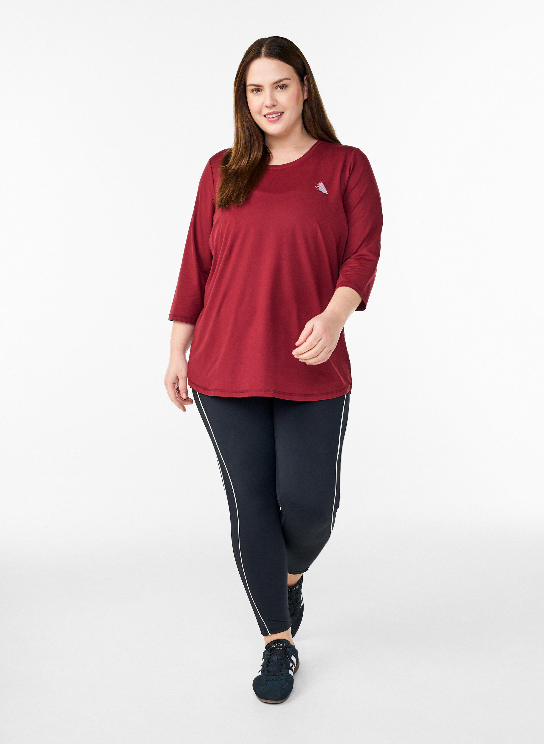 ZizzifashionSports top with 3/4 sleeves, Red, Model image number 1