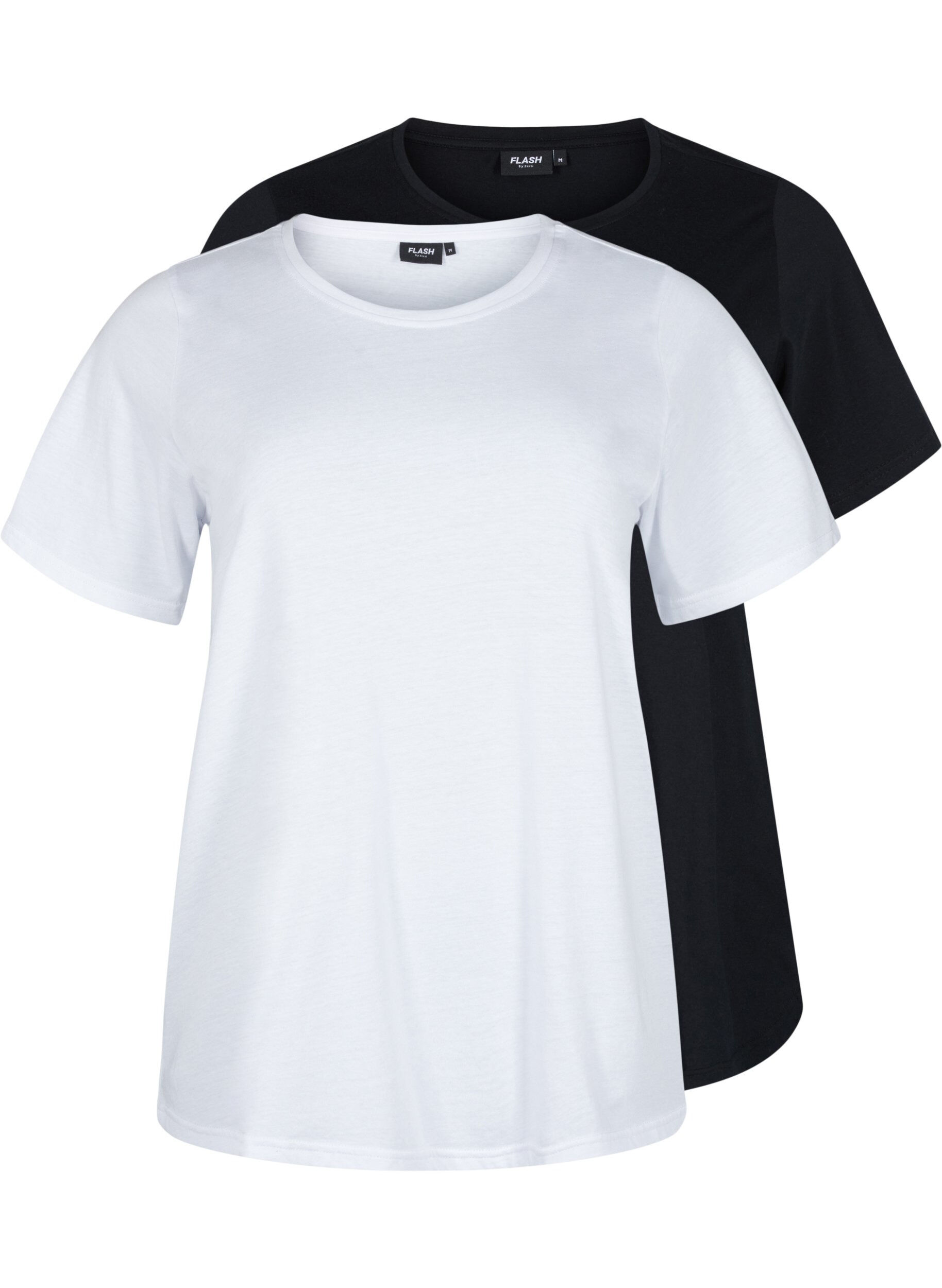 Zizzifashion FLASH - 2-pack round neck t-shirts, White/Black, Packshot image number 0