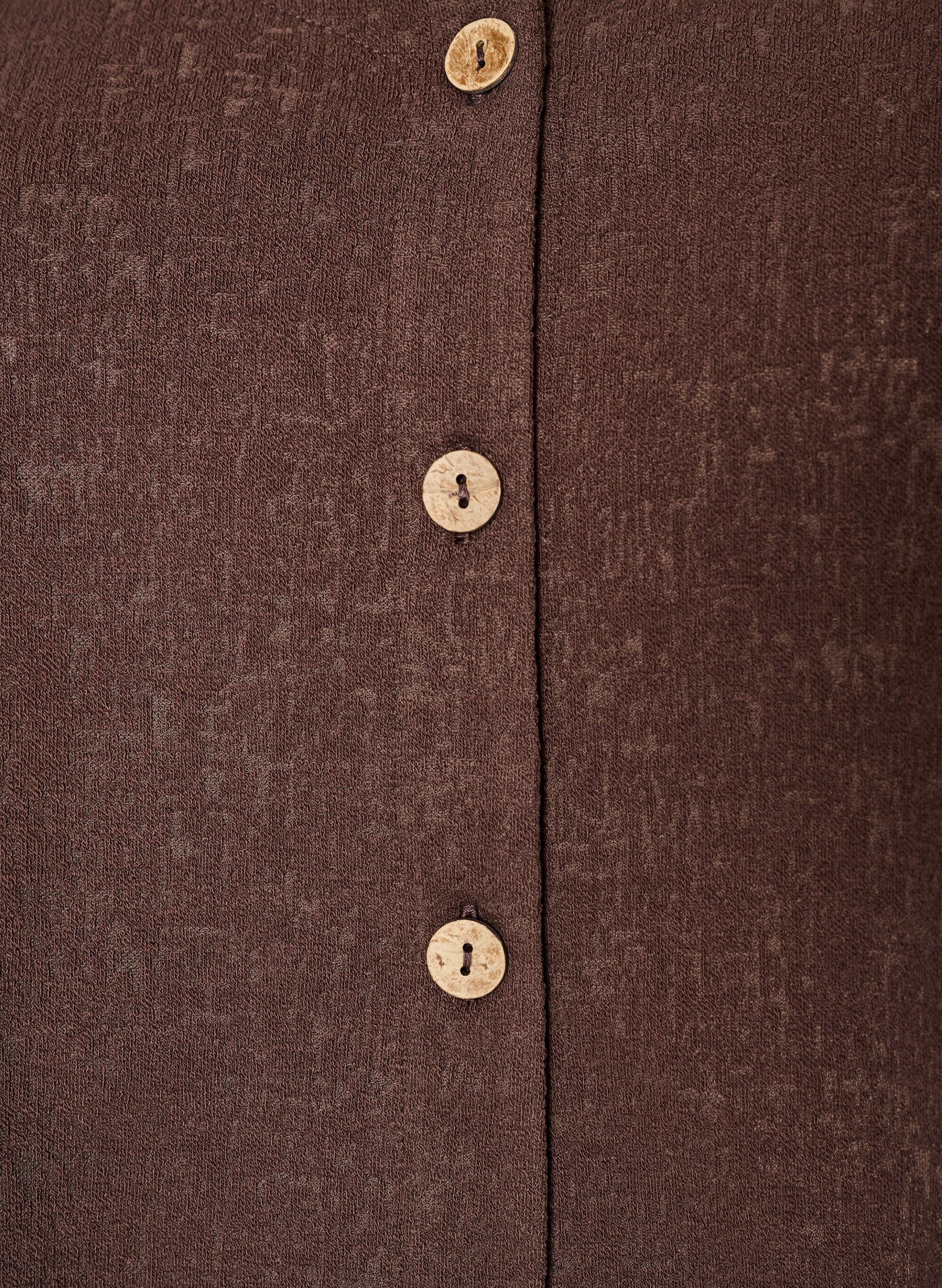 Zizzifashion Textured cotton blouse with button fastening, Brown, Packshot image number 2