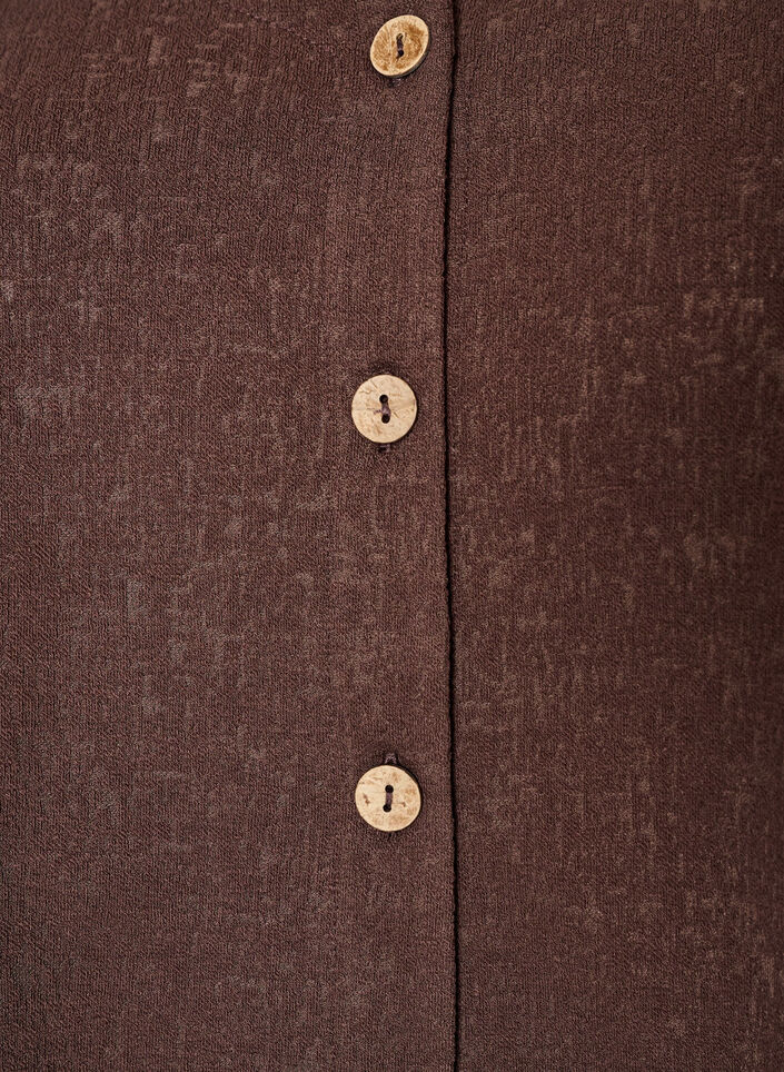 Textured cotton blouse with button fastening, Brown, Packshot image number 2