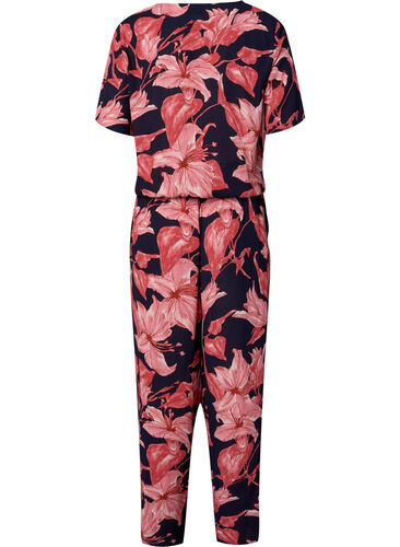 Jumpsuit in viscose with short sleeves, N. Sky Sketch Flower, Packshot image number 1