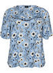 Floral blouse with short sleeves, Blue, Packshot image number 0
