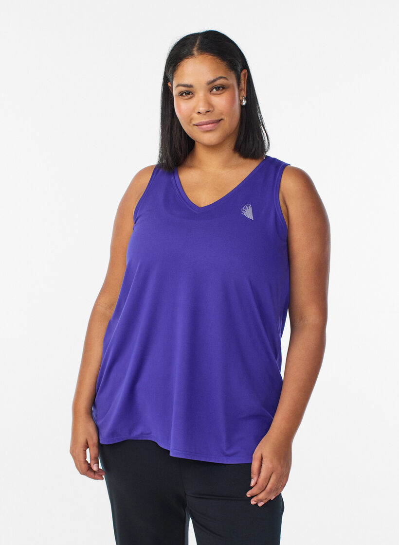 Workout top with v-neck, Purple, Model image number 0