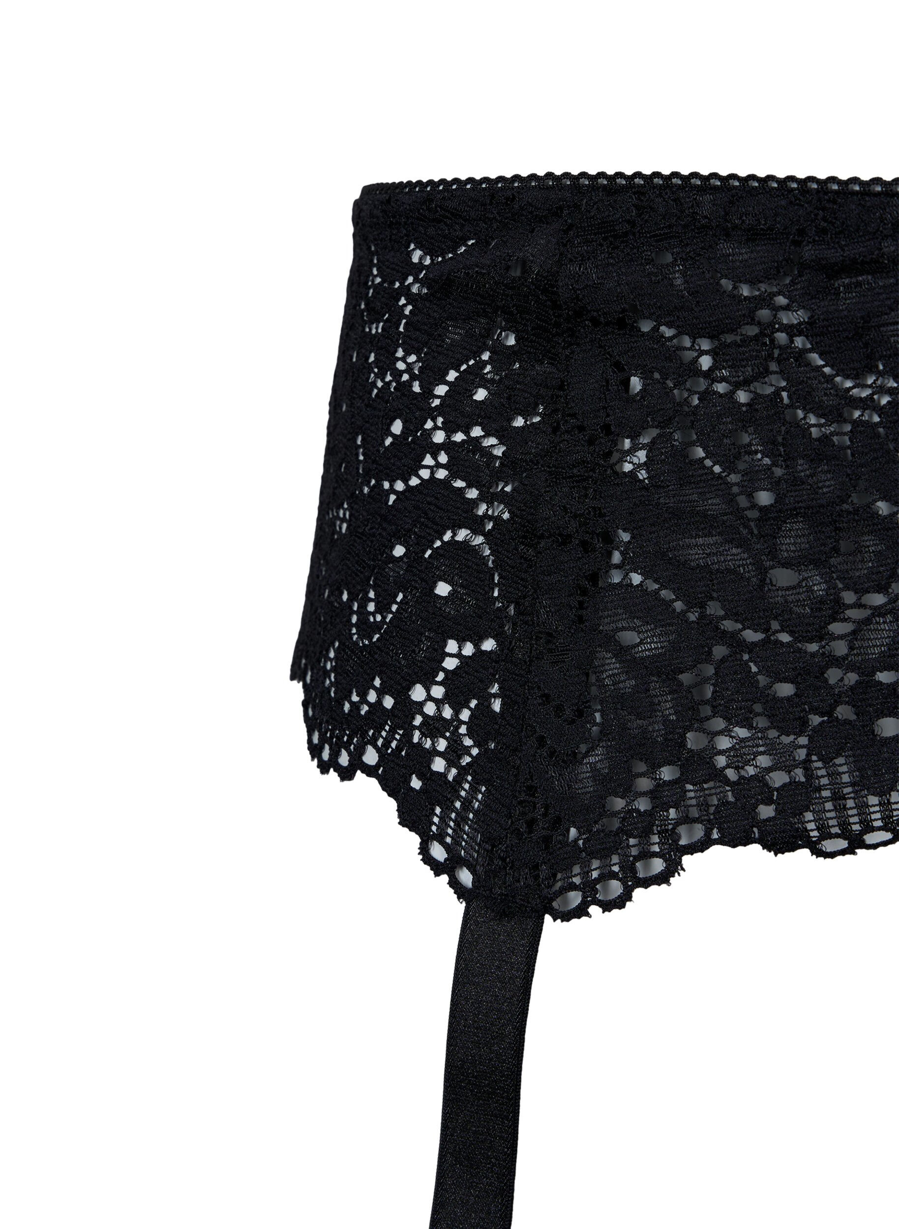 Zizzifashion Lace garter holder, Black, Packshot image number 3
