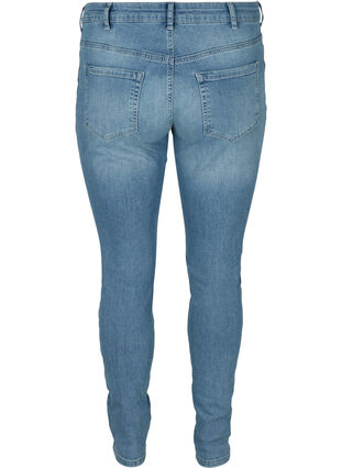 Extra slim Sanne jeans with distressed details, Light blue denim, Packshot image number 1