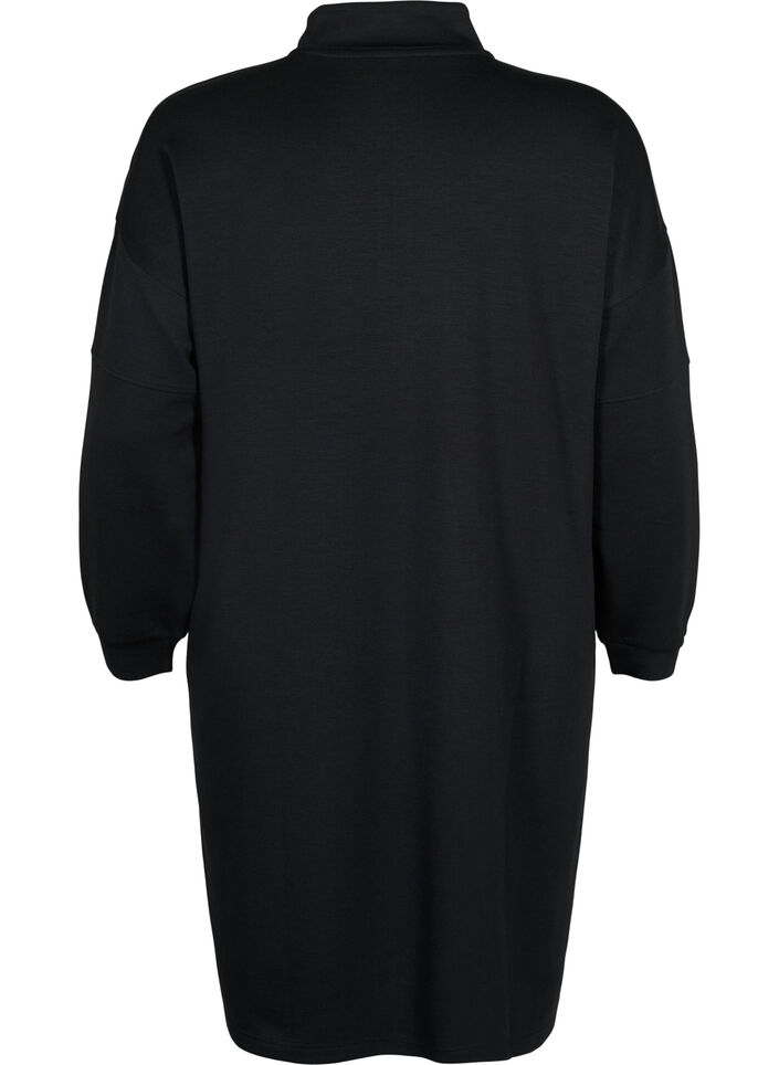 Sweatdress in modal mix with high neck, Black, Packshot image number 1