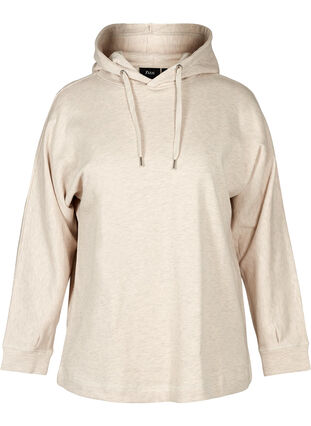 Hooded marled sweatshirt, Natural Melange, Packshot image number 0