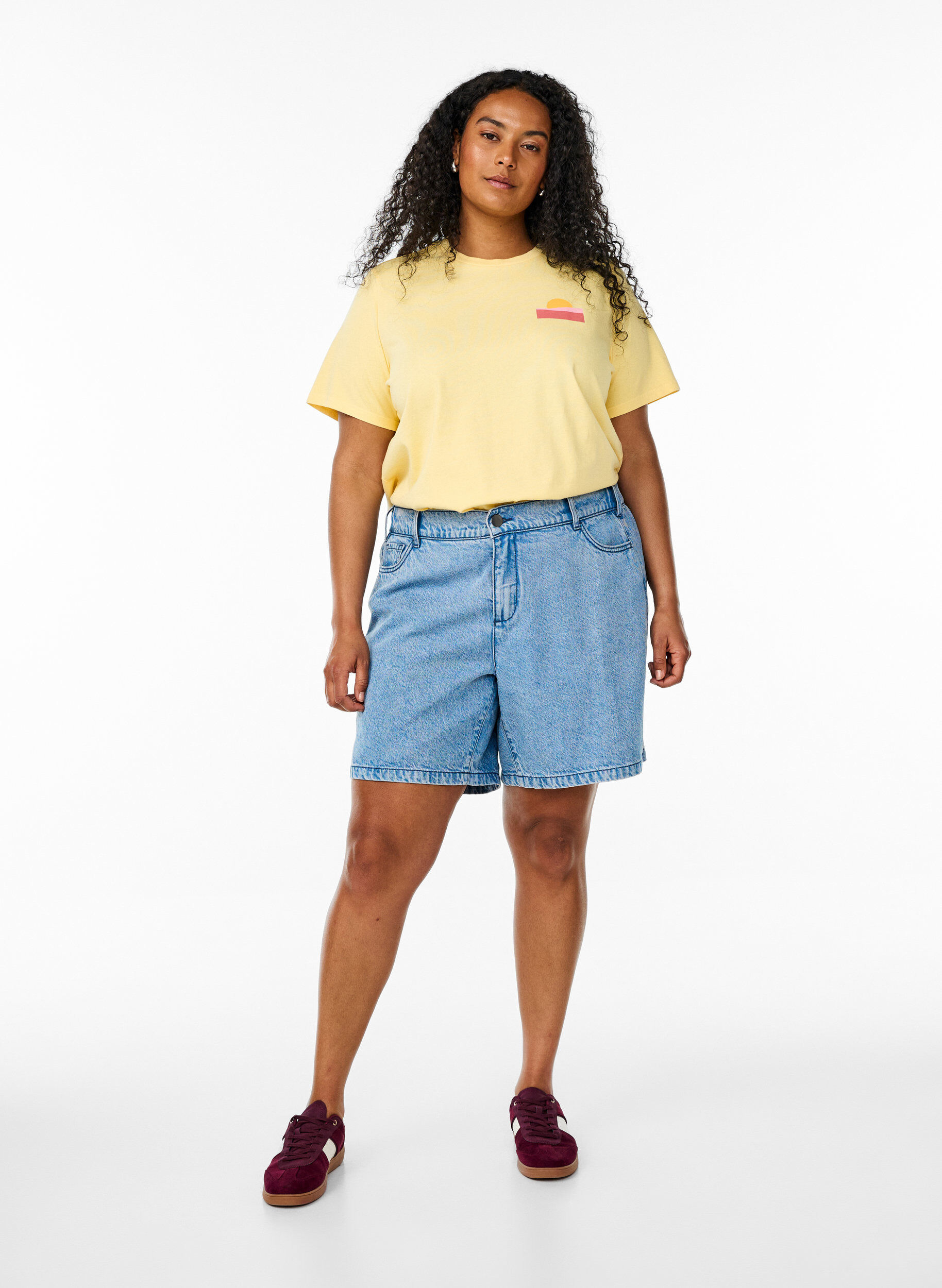 Zizzifashion Organic cotton T-shirt with back print, Yellow, Model image number 1