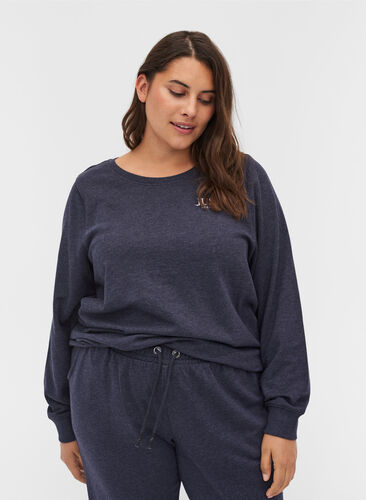 Mottled sweatshirt in a cotton blend, Night Sky Mel, Model image number 0