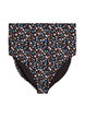 Extra high-waisted bikini brief with floral print, Brown, Packshot image number 0