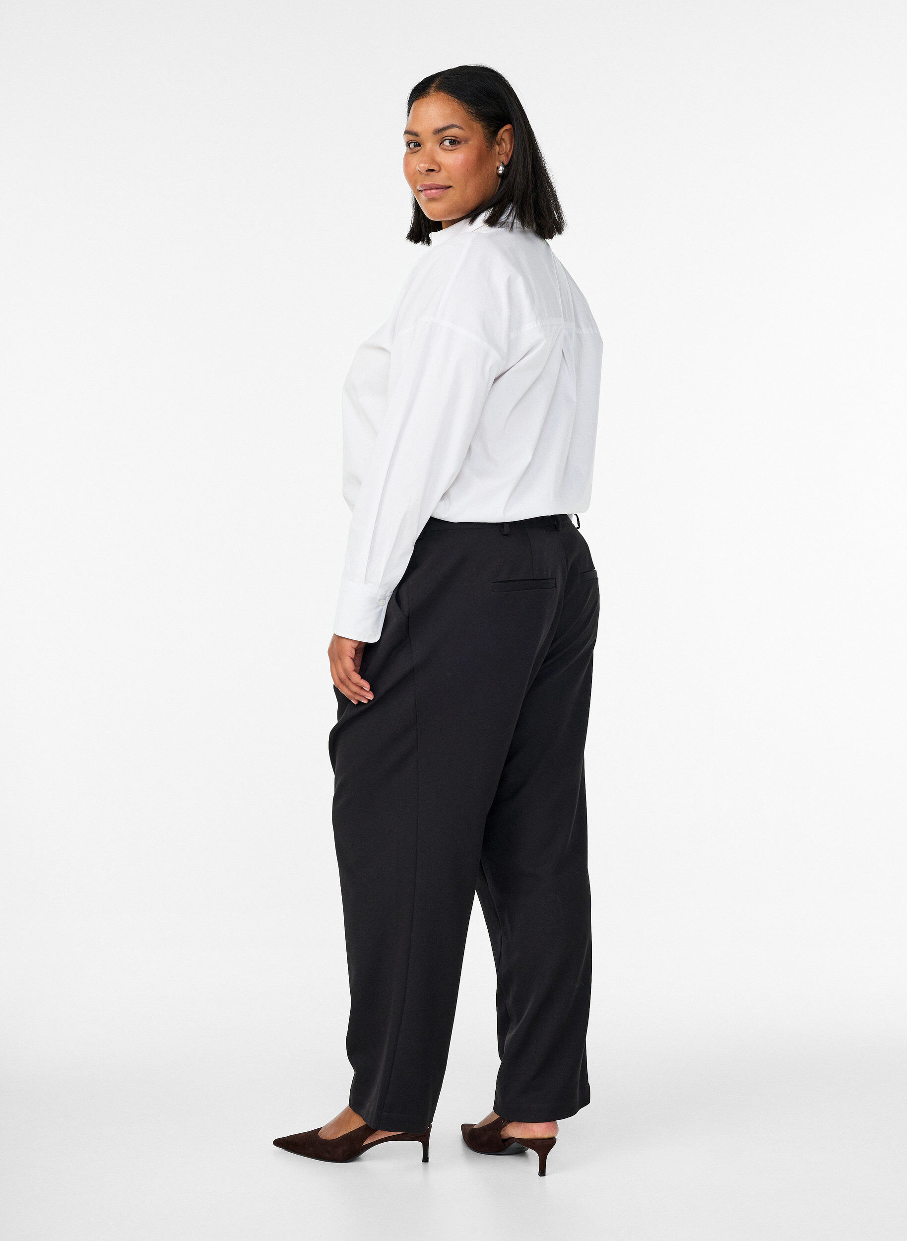 Zizzifashion High-waisted tailored trousers with straight legs, Black, Model image number 1