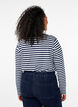 Striped blouse with motif, White w.Navy Stripe, Model image number 1
