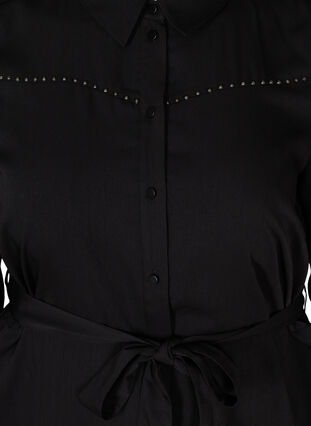 Tunic with a waist tie and studs, Black, Packshot image number 2