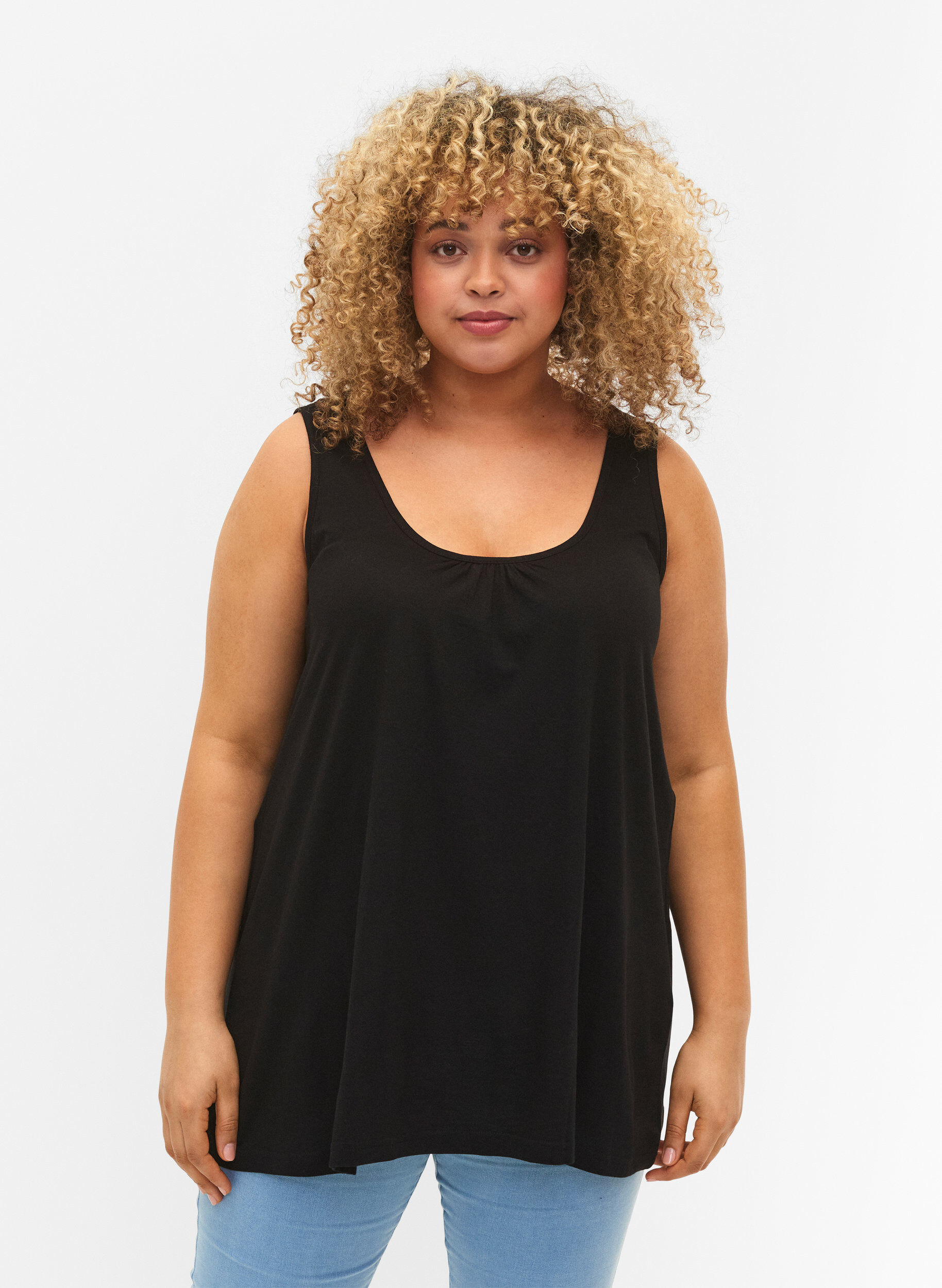 Zizzifashion Top with a-shape and round neck, Black, Model image number 0