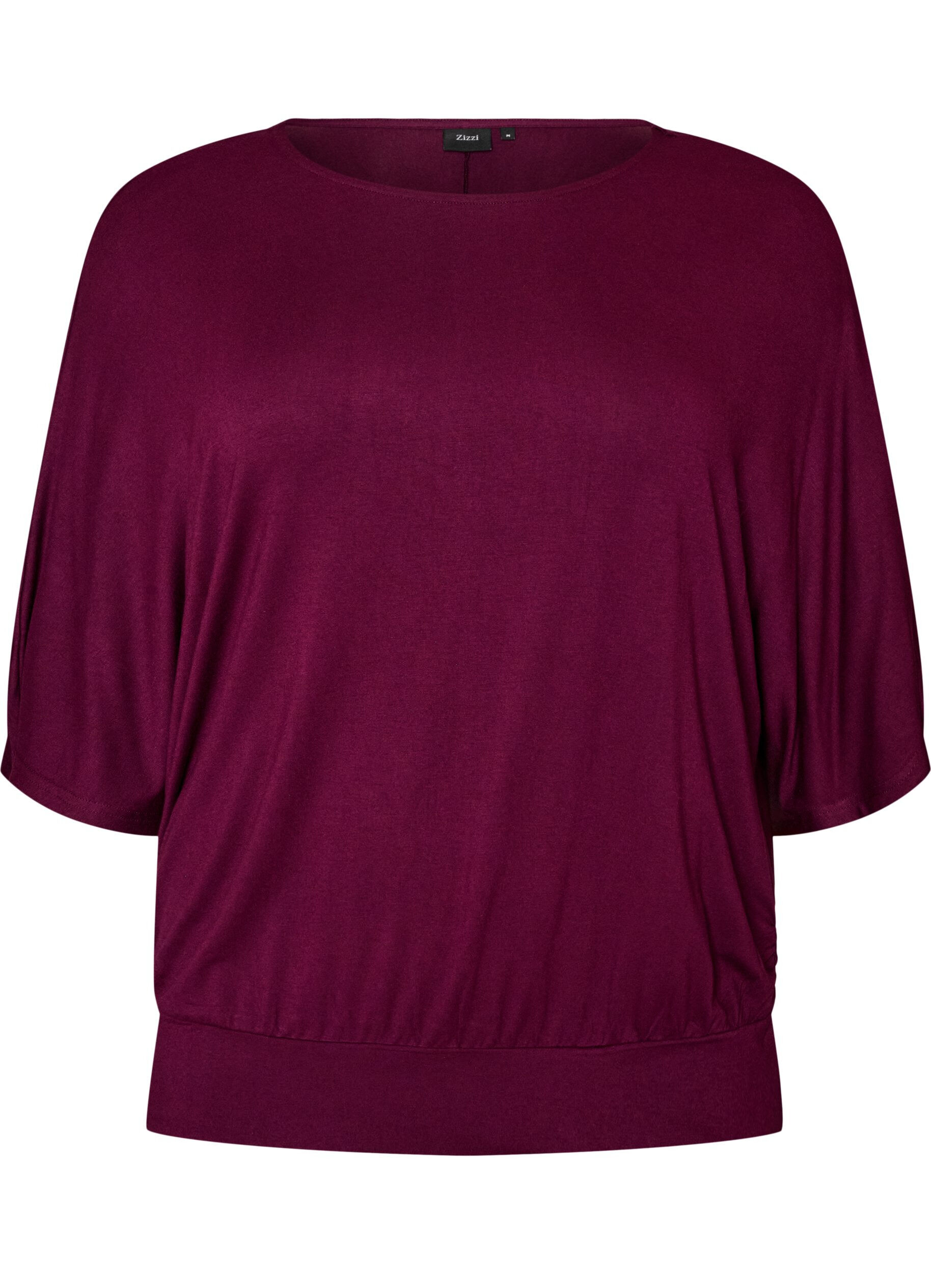 ZizzifashionJersey blouse with elbow-length balloon sleeves, Purple, Packshot image number 0