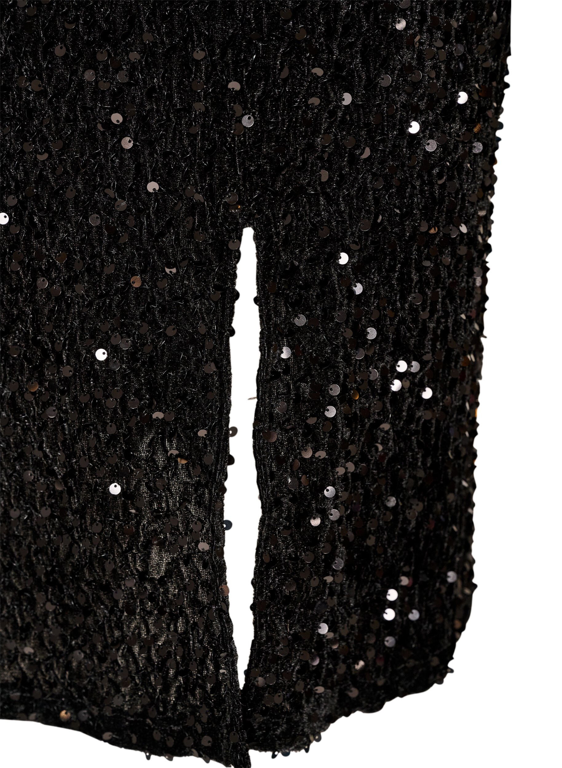 ZizzifashionMidi skirt with sequins and slits, Black, Packshot image number 3