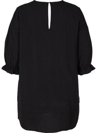 Tunic with broderie anglaise and 3/4 sleeves, Black, Packshot image number 1
