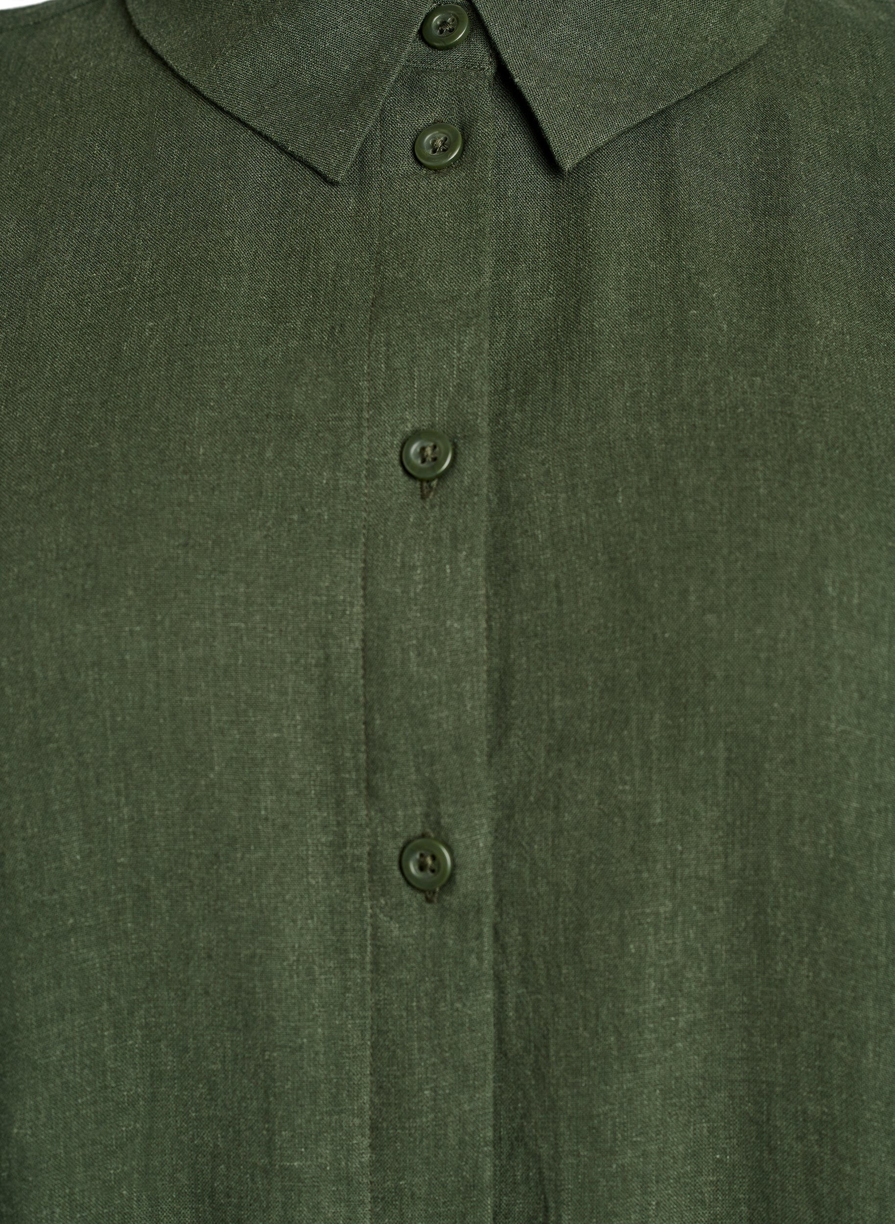 Zizzifashion Shirt dress in linen and viscose with short sleeves, Green, Packshot image number 2