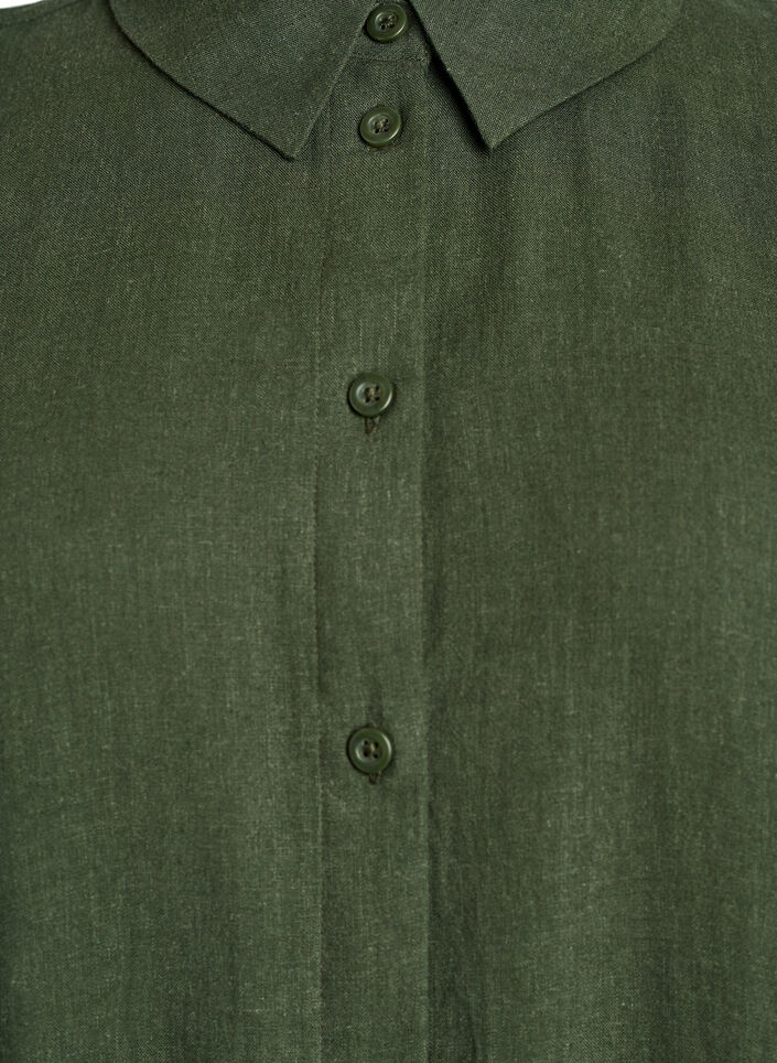 Shirt dress in linen and viscose with short sleeves, Green, Packshot image number 2