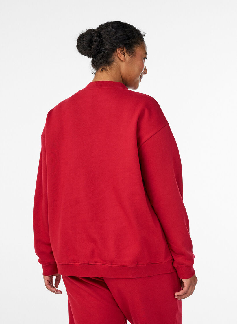 Sweatshirt with high neck and long sleeves, Red, Model image number 2