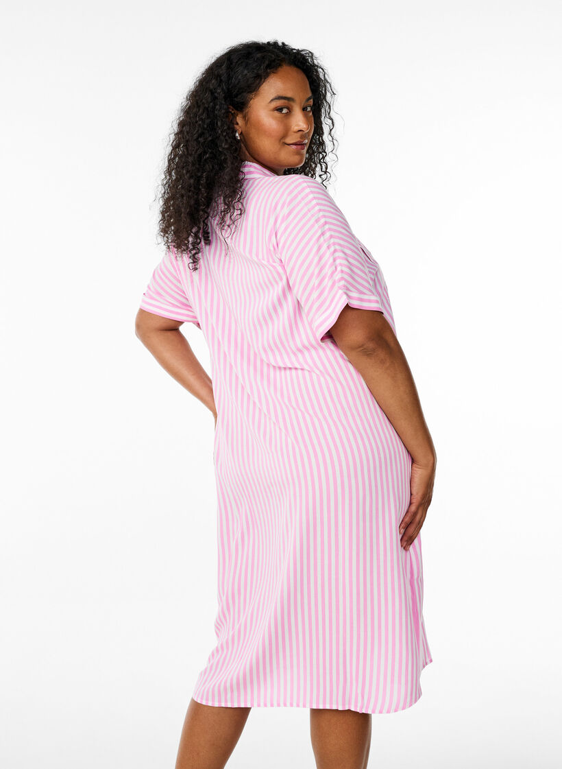 FLASH - Long shirt dress with short sleeves, Pink, Model image number 2