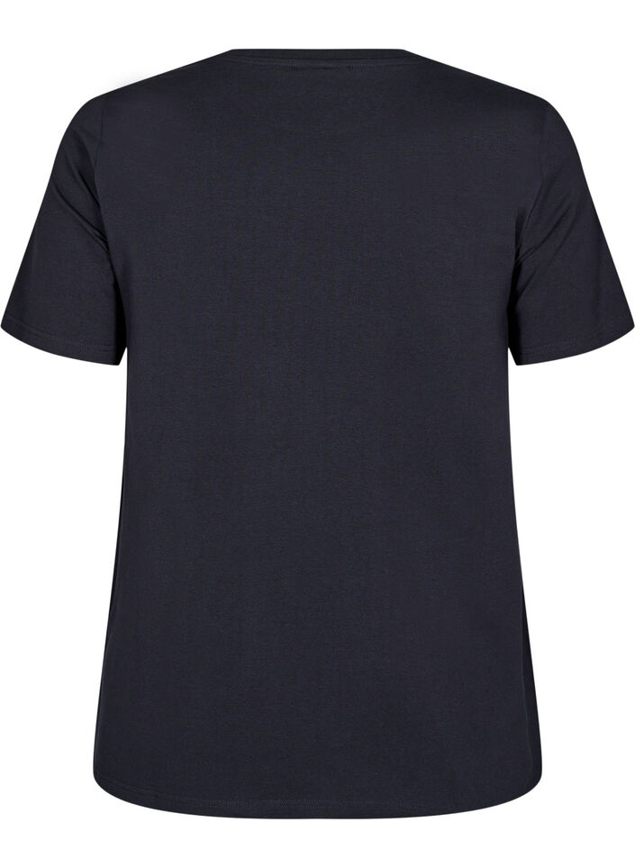T-shirt in organic cotton with a round neck, Black, Packshot image number 1