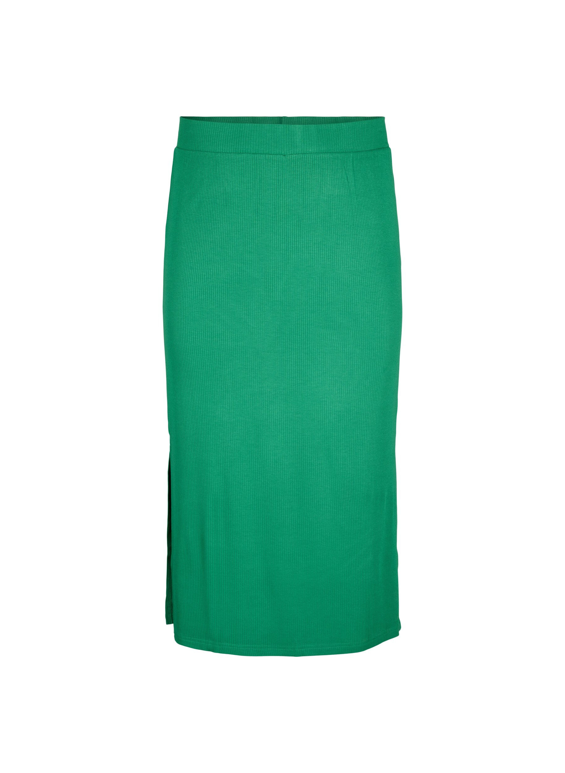 Zizzifashion Slim fit midi skirt in viscose, Green, Packshot image number 0