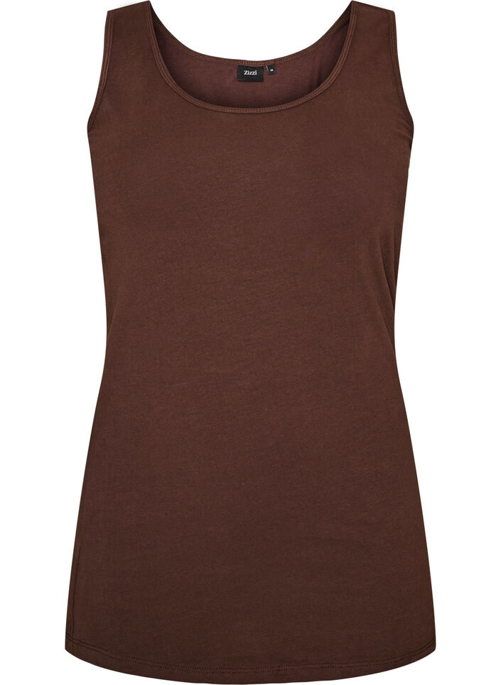 Solid color basic top in cotton, Brown, Packshot image number 0
