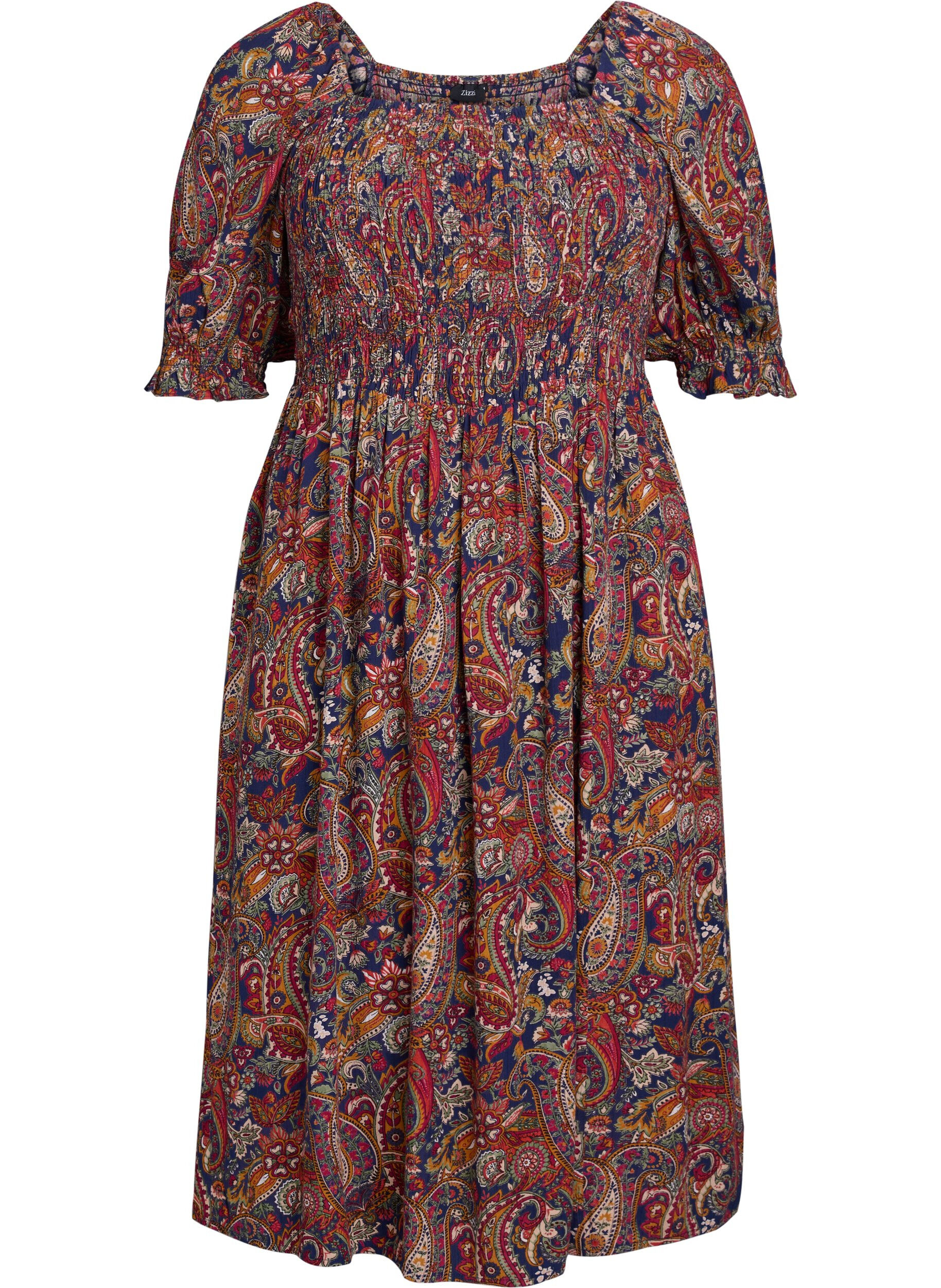 ZizzifashionSummer dress in viscose with paisley print, Blue, Packshot image number 0