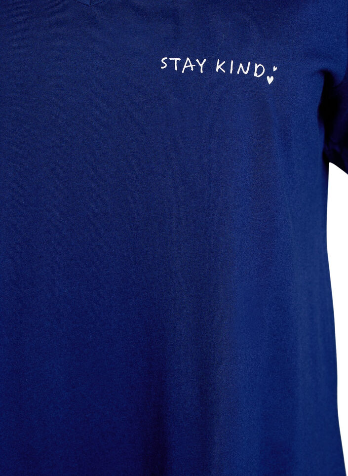 Organic cotton nightdress with V-neck, Blue, Packshot image number 2