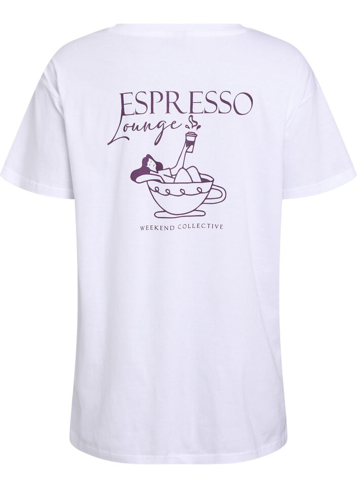 Long night T-shirt in organic cotton with print, White, Packshot image number 1