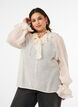 Viscose blouse with ruffles and long sleeves, Vanilla, Model image number 0