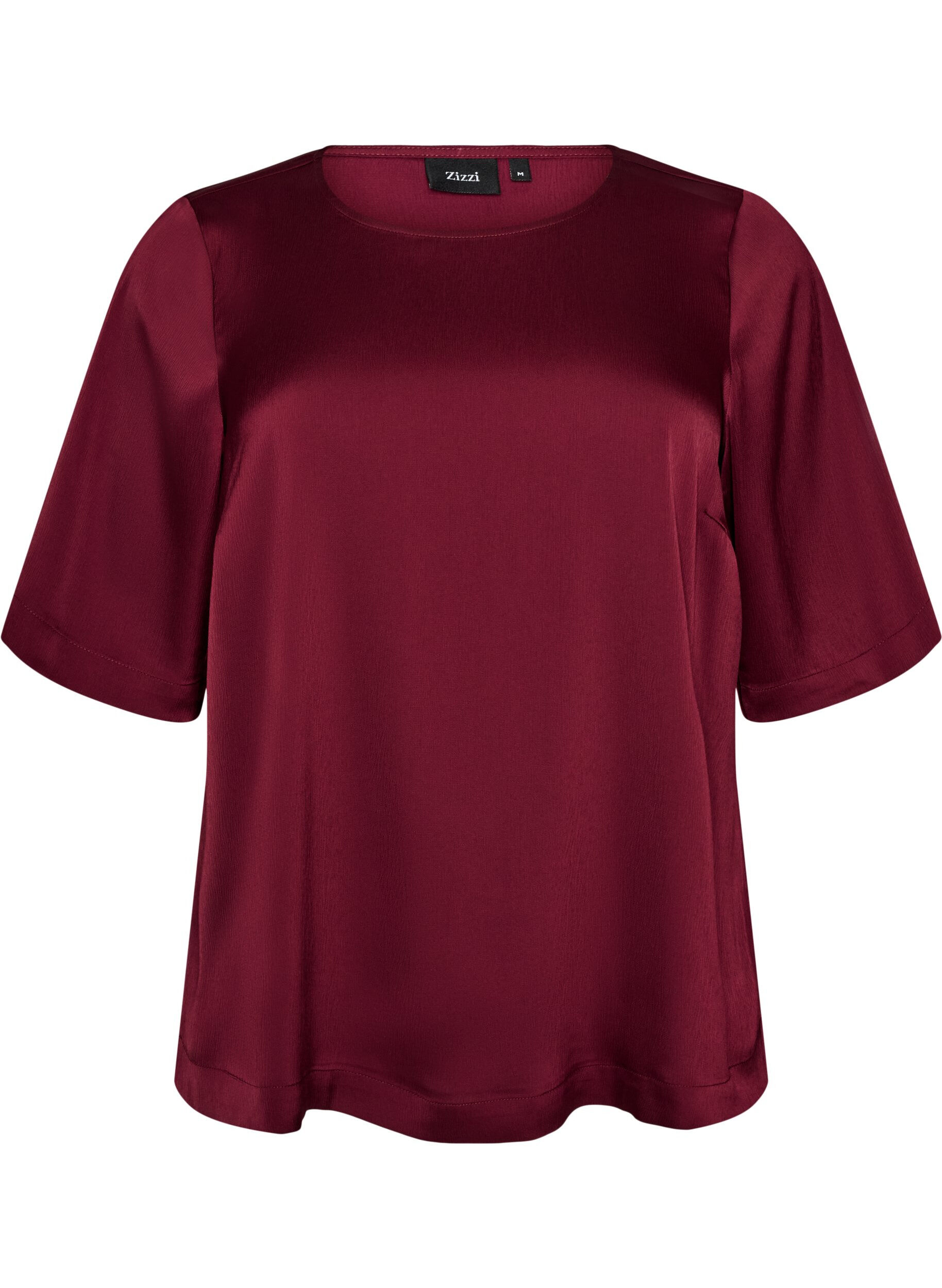 Satin blouse with elbow-length sleeves