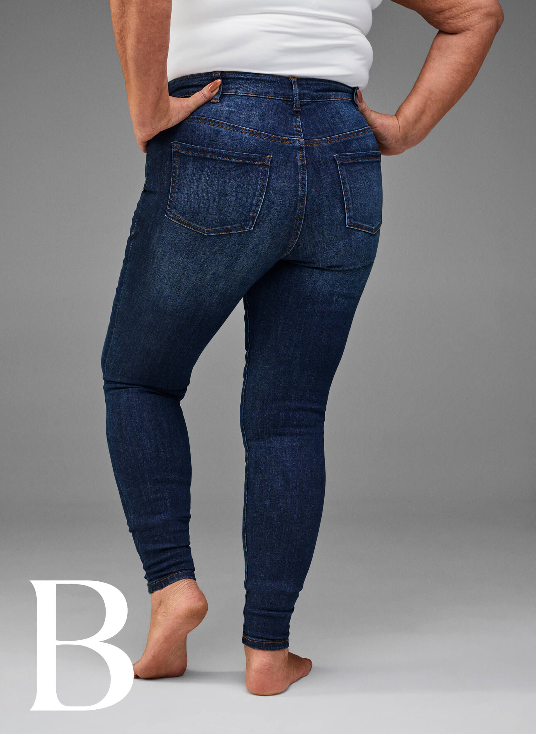 Zizzifashion Super slim jeans with high waist, Dark Blue, Model image number 5