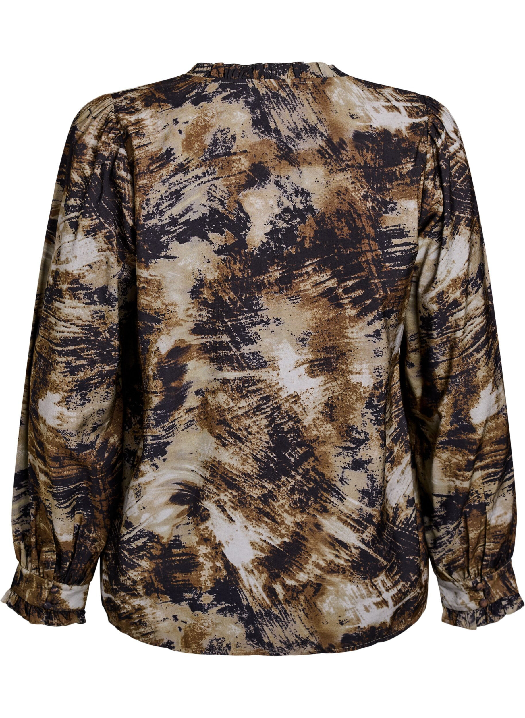 Zizzifashion Printed blouse with buttons, Green, Packshot image number 1